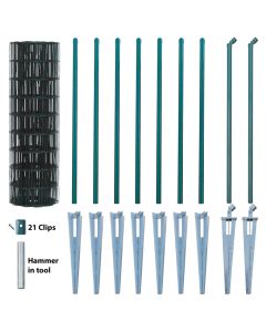 Green Coated Welded Wire Mesh Fence Kit With Posts